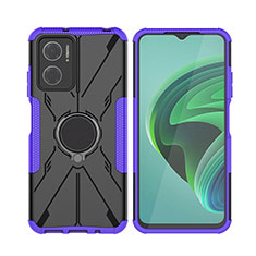 Custodia Silicone e Plastica Opaca Cover con Magnetico Anello Supporto JX2 per Xiaomi Redmi 10 5G Viola