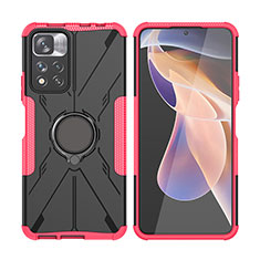 Custodia Silicone e Plastica Opaca Cover con Magnetico Anello Supporto JX2 per Xiaomi Redmi Note 11 Pro+ Plus 5G Rosso