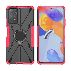 Custodia Silicone e Plastica Opaca Cover con Magnetico Anello Supporto JX2 per Xiaomi Redmi Note 12 Pro 4G Rosso