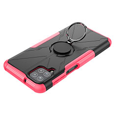 Custodia Silicone e Plastica Opaca Cover con Magnetico Anello Supporto JX3 per Samsung Galaxy M12 Rosa Caldo