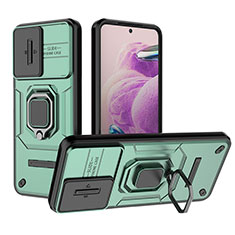 Custodia Silicone e Plastica Opaca Cover con Magnetico Anello Supporto K1C per Xiaomi Redmi Note 12S Verde