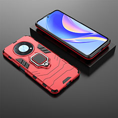 Custodia Silicone e Plastica Opaca Cover con Magnetico Anello Supporto KC1 per Huawei Enjoy 50 Pro Rosso