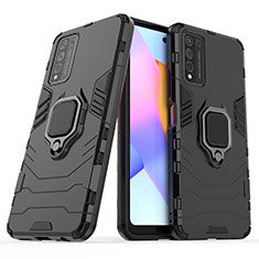 Custodia Silicone e Plastica Opaca Cover con Magnetico Anello Supporto KC1 per Huawei Honor 10X Lite Nero