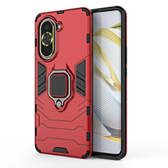 Custodia Silicone e Plastica Opaca Cover con Magnetico Anello Supporto KC1 per Huawei Nova 10 Pro Rosso