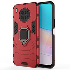 Custodia Silicone e Plastica Opaca Cover con Magnetico Anello Supporto KC1 per Huawei Nova 8i Rosso