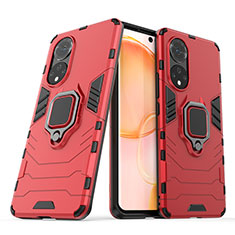 Custodia Silicone e Plastica Opaca Cover con Magnetico Anello Supporto KC1 per Huawei Nova 9 Rosso