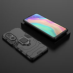 Custodia Silicone e Plastica Opaca Cover con Magnetico Anello Supporto KC1 per Huawei Nova 9 SE Nero