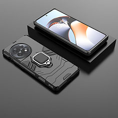 Custodia Silicone e Plastica Opaca Cover con Magnetico Anello Supporto KC1 per OnePlus 11R 5G Nero