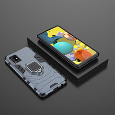 Custodia Silicone e Plastica Opaca Cover con Magnetico Anello Supporto KC1 per Samsung Galaxy A51 5G Blu