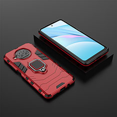 Custodia Silicone e Plastica Opaca Cover con Magnetico Anello Supporto KC1 per Xiaomi Mi 10i 5G Rosso