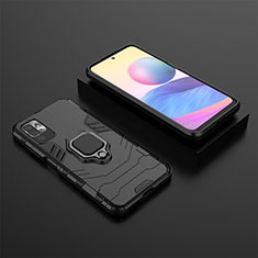 Custodia Silicone e Plastica Opaca Cover con Magnetico Anello Supporto KC1 per Xiaomi POCO M3 Pro 5G Nero