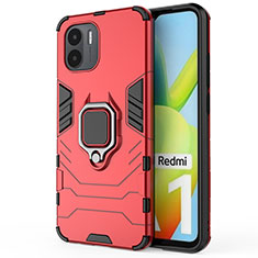 Custodia Silicone e Plastica Opaca Cover con Magnetico Anello Supporto KC1 per Xiaomi Redmi A1 Rosso