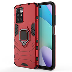 Custodia Silicone e Plastica Opaca Cover con Magnetico Anello Supporto KC1 per Xiaomi Redmi Note 11 4G (2021) Rosso