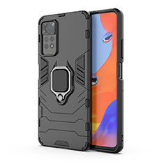 Custodia Silicone e Plastica Opaca Cover con Magnetico Anello Supporto KC1 per Xiaomi Redmi Note 12 Pro 4G Nero