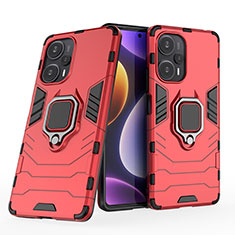 Custodia Silicone e Plastica Opaca Cover con Magnetico Anello Supporto KC1 per Xiaomi Redmi Note 12 Turbo 5G Rosso