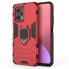 Custodia Silicone e Plastica Opaca Cover con Magnetico Anello Supporto KC1 per Xiaomi Redmi Note 12T Pro 5G Rosso