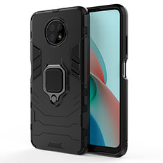 Custodia Silicone e Plastica Opaca Cover con Magnetico Anello Supporto KC1 per Xiaomi Redmi Note 9T 5G Nero