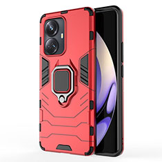 Custodia Silicone e Plastica Opaca Cover con Magnetico Anello Supporto KC2 per Realme 10 Pro+ Plus 5G Rosso