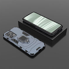 Custodia Silicone e Plastica Opaca Cover con Magnetico Anello Supporto KC2 per Realme 9 Pro+ Plus 5G Blu