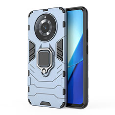 Custodia Silicone e Plastica Opaca Cover con Magnetico Anello Supporto KC2 per Realme Narzo 60 5G Blu