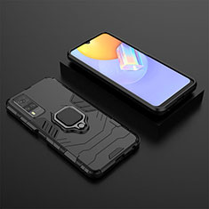 Custodia Silicone e Plastica Opaca Cover con Magnetico Anello Supporto KC2 per Vivo Y53s NFC Nero