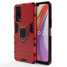 Custodia Silicone e Plastica Opaca Cover con Magnetico Anello Supporto KC2 per Vivo Y75s 5G Rosso