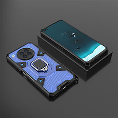 Custodia Silicone e Plastica Opaca Cover con Magnetico Anello Supporto KC3 per Huawei Nova 8i Blu