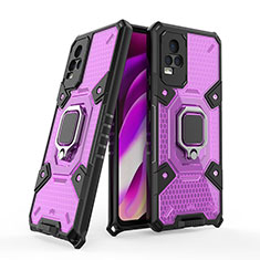 Custodia Silicone e Plastica Opaca Cover con Magnetico Anello Supporto KC3 per Vivo Y73 (2021) Viola