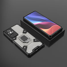 Custodia Silicone e Plastica Opaca Cover con Magnetico Anello Supporto KC3 per Xiaomi Redmi K50 Pro 5G Nero