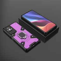 Custodia Silicone e Plastica Opaca Cover con Magnetico Anello Supporto KC3 per Xiaomi Redmi K50 Pro 5G Viola