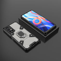 Custodia Silicone e Plastica Opaca Cover con Magnetico Anello Supporto KC3 per Xiaomi Redmi Note 11T 5G Nero