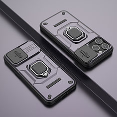 Custodia Silicone e Plastica Opaca Cover con Magnetico Anello Supporto KC4 per Apple iPhone 14 Pro Viola