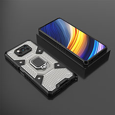 Custodia Silicone e Plastica Opaca Cover con Magnetico Anello Supporto KC4 per Xiaomi Poco X3 Pro Nero