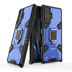 Custodia Silicone e Plastica Opaca Cover con Magnetico Anello Supporto KC4 per Xiaomi Redmi K50 Gaming 5G Blu