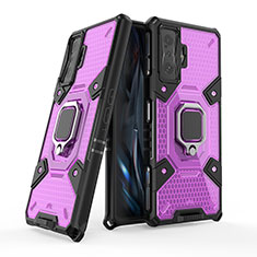 Custodia Silicone e Plastica Opaca Cover con Magnetico Anello Supporto KC4 per Xiaomi Redmi K50 Gaming AMG F1 5G Viola