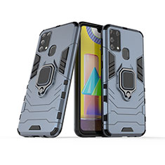 Custodia Silicone e Plastica Opaca Cover con Magnetico Anello Supporto KC6 per Samsung Galaxy M31 Prime Edition Blu