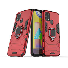 Custodia Silicone e Plastica Opaca Cover con Magnetico Anello Supporto KC6 per Samsung Galaxy M31 Prime Edition Rosso