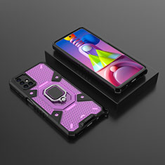 Custodia Silicone e Plastica Opaca Cover con Magnetico Anello Supporto KC7 per Samsung Galaxy M51 Viola