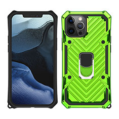 Custodia Silicone e Plastica Opaca Cover con Magnetico Anello Supporto M01 per Apple iPhone 12 Pro Max Verde Pastello