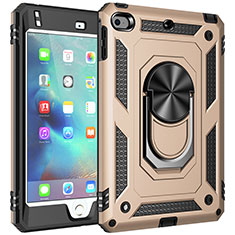 Custodia Silicone e Plastica Opaca Cover con Magnetico Anello Supporto MQ1 per Apple iPad Mini 4 Oro