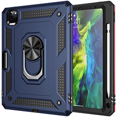 Custodia Silicone e Plastica Opaca Cover con Magnetico Anello Supporto MQ1 per Apple iPad Pro 11 (2021) Blu