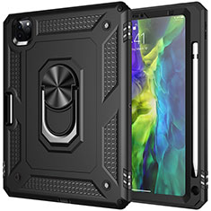 Custodia Silicone e Plastica Opaca Cover con Magnetico Anello Supporto MQ1 per Apple iPad Pro 11 (2021) Nero