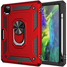Custodia Silicone e Plastica Opaca Cover con Magnetico Anello Supporto MQ1 per Apple iPad Pro 11 (2021) Rosso