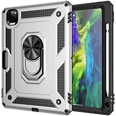 Custodia Silicone e Plastica Opaca Cover con Magnetico Anello Supporto MQ1 per Apple iPad Pro 11 (2022) Argento