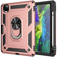 Custodia Silicone e Plastica Opaca Cover con Magnetico Anello Supporto MQ1 per Apple iPad Pro 11 (2022) Oro Rosa