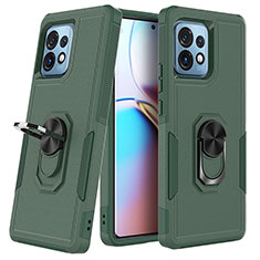 Custodia Silicone e Plastica Opaca Cover con Magnetico Anello Supporto MQ1 per Motorola Moto Edge 40 Pro 5G Verde Notte