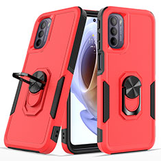 Custodia Silicone e Plastica Opaca Cover con Magnetico Anello Supporto MQ1 per Motorola Moto G31 Rosso