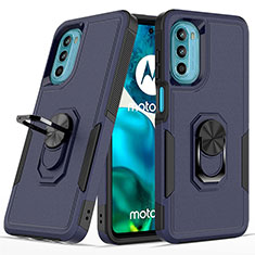 Custodia Silicone e Plastica Opaca Cover con Magnetico Anello Supporto MQ1 per Motorola Moto G82 5G Blu