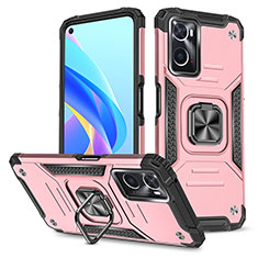 Custodia Silicone e Plastica Opaca Cover con Magnetico Anello Supporto MQ1 per Oppo A36 Oro Rosa