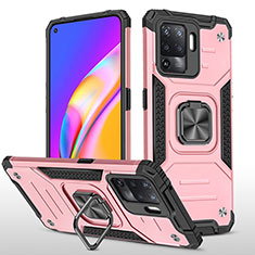 Custodia Silicone e Plastica Opaca Cover con Magnetico Anello Supporto MQ1 per Oppo A94 4G Oro Rosa